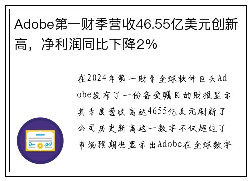 Adobe第一财季营收46.55亿美元创新高，净利润同比下降2%